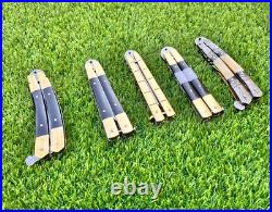 Pack of 5 Custom Handmade Damascus Steel Folding Knives With Sheath