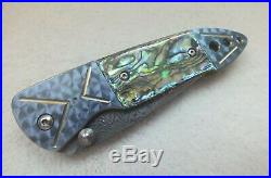 Pat And Wes Crawford Custom Handmade Folding Knife With Damasteel And Abalone