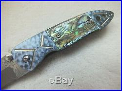 Pat And Wes Crawford Custom Handmade Folding Knife With Damasteel And Abalone
