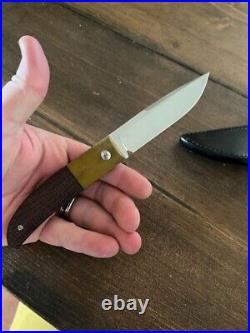 Pena Custom Pocket Fixed Blade CPM-154 Burlap micarta LNIB