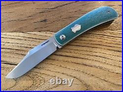 Peña Knives Custom Lanny's Clip (3 Hand Satin) Teal Micarta