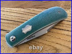 Peña Knives Custom Lanny's Clip (3 Hand Satin) Teal Micarta