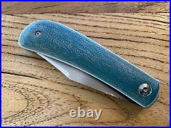 Peña Knives Custom Lanny's Clip (3 Hand Satin) Teal Micarta