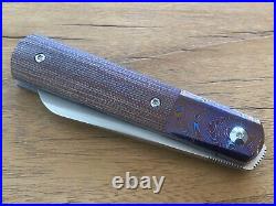 Peña Knives Custom Sheepsfoot Barlow Timascus Brown Micarta