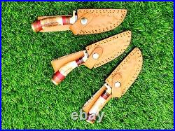 Personalized Set of 6 Groomsmen Damascus Steel Hunting knife Handle Deer Antler