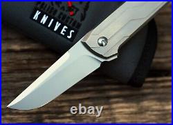 Polish Custom Knives JK Dwarf 3 M390 Titanium Frame Lock Flipper Knife