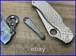 Polished OIL Slick Zirconium FRAG milled Clip for most Spyderco models