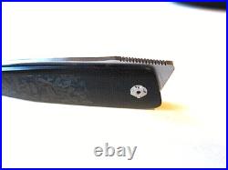 Pre Owned New John Arnold Oyster Black G10 & Shred Carbon Fiber Folder Knife