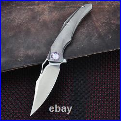 Premium Clip Point Folding Knife Hunting Survival M390 Powder Steel Titanium Cut