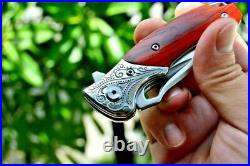 Premium Drop Point Folding Knife Pocket Flipper Hunting Survival M390 Steel Wood