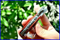 Premium Drop Point Folding Knife Pocket Flipper Hunting Survival M390 Steel Wood