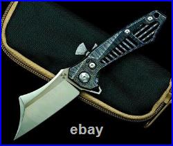 Premium Wharncliffe Folding Knife Pocket Hunting Wild M390 Steel Titanium Handle