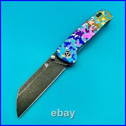 QSP Penguin Knife QS130-S. Satin 154CM Sheepfoot. C. Camo Ano. Frame Lock