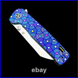 QSP Penguin Plus Knife QS130XL-A. Satin 20cv Sheepfoot Custom Circles Pattern