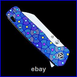 QSP Penguin Plus Knife QS130XL-A. Satin 20cv Sheepfoot Custom Circles Pattern