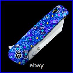 QSP Penguin Plus Knife QS130XL-A. Satin 20cv Sheepfoot Custom Circles Pattern