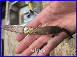 Quarterly One Of A Kind William Henry Pocket Knife. 24k Koftgari Natural Topaz