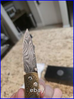 Quarterly One Of A Kind William Henry Pocket Knife. 24k Koftgari Natural Topaz