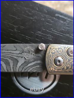 Quarterly One Of A Kind William Henry Pocket Knife. 24k Koftgari Natural Topaz