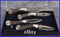 RARE Buck Custom Wilde Bill Cody Tracks Set of 4 Knives Knife Stag + Case USA