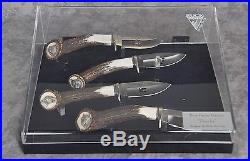 RARE Buck Custom Wilde Bill Cody Tracks Set of 4 Knives Knife Stag + Case USA