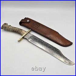 RARE David Allan Durr Handmade File Rasp Antler Handle 15 Bowie Knife & Sheath