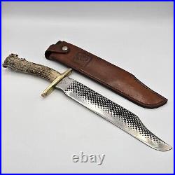 RARE David Allan Durr Handmade File Rasp Antler Handle 15 Bowie Knife & Sheath