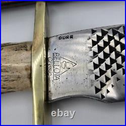 RARE David Allan Durr Handmade File Rasp Antler Handle 15 Bowie Knife & Sheath