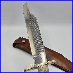 RARE David Allan Durr Handmade File Rasp Antler Handle 15 Bowie Knife & Sheath