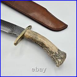 RARE David Allan Durr Handmade File Rasp Antler Handle 15 Bowie Knife & Sheath