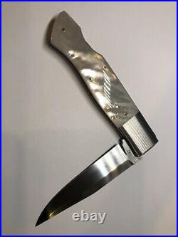 RARE JESS HORN Custom Lockback Folder Mother of Pearl scales knife Late 80's