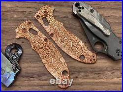 REPTILIAN engraved Copper scales for Spyderco MANIX 2