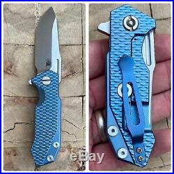 RIck Hinderer Knives Half-Track Flipper Knife Battle Blue Ano Full Titanium