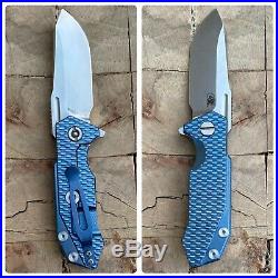 RIck Hinderer Knives Half-Track Flipper Knife Battle Blue Ano Full Titanium