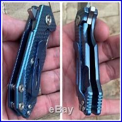 RIck Hinderer Knives Half-Track Flipper Knife Battle Blue Ano Full Titanium