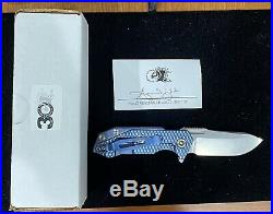 RIck Hinderer Knives Half-Track Flipper Knife Battle Blue Ano Full Titanium