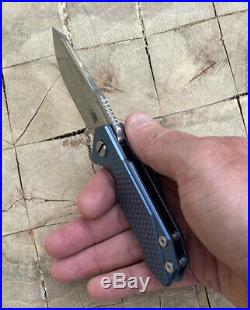 RIck Hinderer Knives Half-Track Flipper Knife Battle Blue Ano Full Titanium