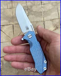 RIck Hinderer Knives Half-Track Flipper Knife Battle Blue Ano Full Titanium