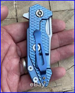 RIck Hinderer Knives Half-Track Flipper Knife Battle Blue Ano Full Titanium