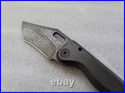 RSK Bladeworks Mini Adder, Feather Damascus, End Cut Blackwood CF, 3.5 Knife