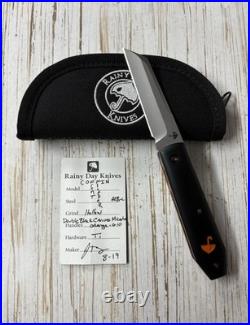Rainy Day Knives Custom Coffin Front Flipper Black Canvas Micarta AEB-L