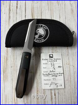 Rainy Day Knives Custom Coffin Front Flipper Black Canvas Micarta AEB-L