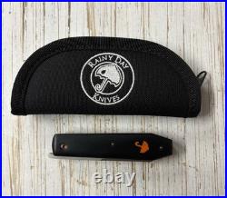 Rainy Day Knives Custom Coffin Front Flipper Black Canvas Micarta AEB-L