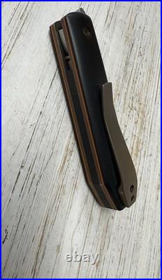 Rainy Day Knives Custom Coffin Front Flipper Black Canvas Micarta AEB-L