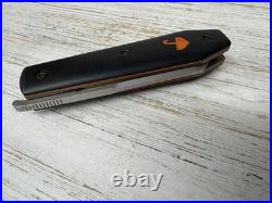 Rainy Day Knives Custom Coffin Front Flipper Black Canvas Micarta AEB-L