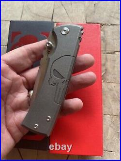 Ramon Chaves Knives Ultramar 229 Titanium Drop Point Knife Custom Punisher Skull