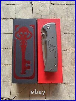 Ramon Chaves Knives Ultramar 229 Titanium Drop Point Knife Custom Punisher Skull