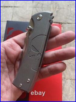 Ramon Chaves Knives Ultramar 229 Titanium Drop Point Knife Custom Punisher Skull