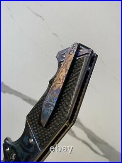Randy R. Doucette Custom Pocket Knife Serpent w Mokuti & Carbon Fiber Handles