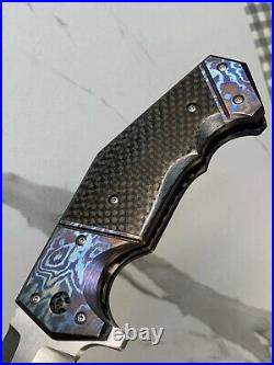 Randy R. Doucette Custom Pocket Knife Serpent w Mokuti & Carbon Fiber Handles